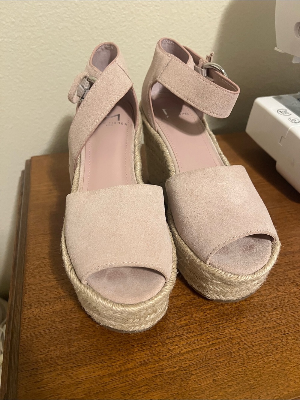 Marc Fisher Pink Blush Espadrille Wedge Sandals